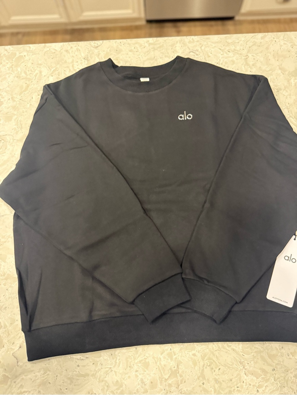 ALO Yoga Men’s Black Crewneck Sweatshirt with Contrast Logo